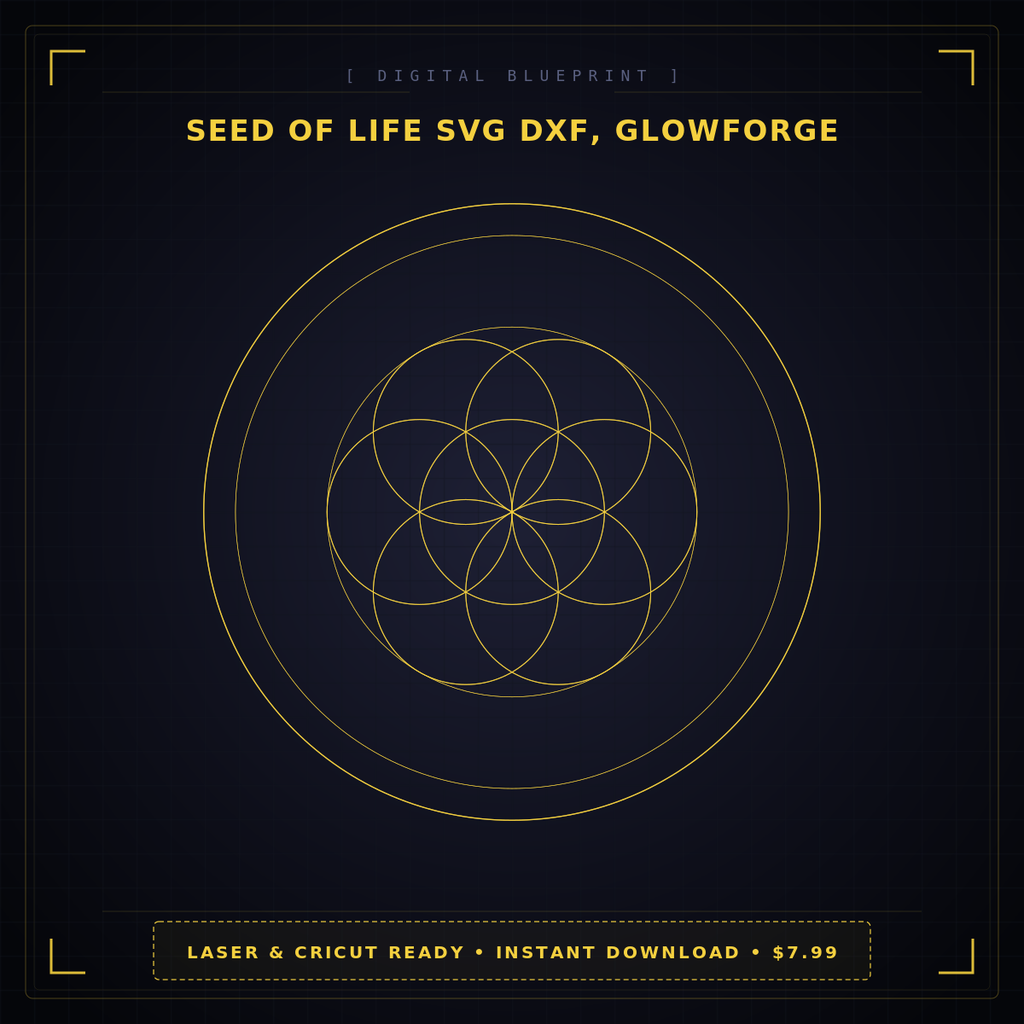 Seed of Life Mandala SVG DXF, Glowforge Cricut Laser Cut File, Spiritual Decor