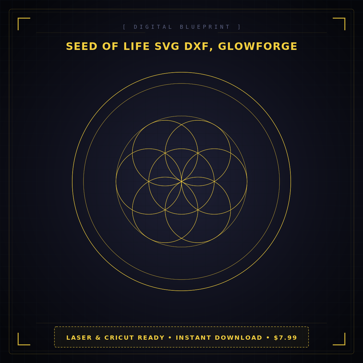 Seed of Life Mandala SVG DXF, Glowforge Cricut Laser Cut File, Spiritual Decor