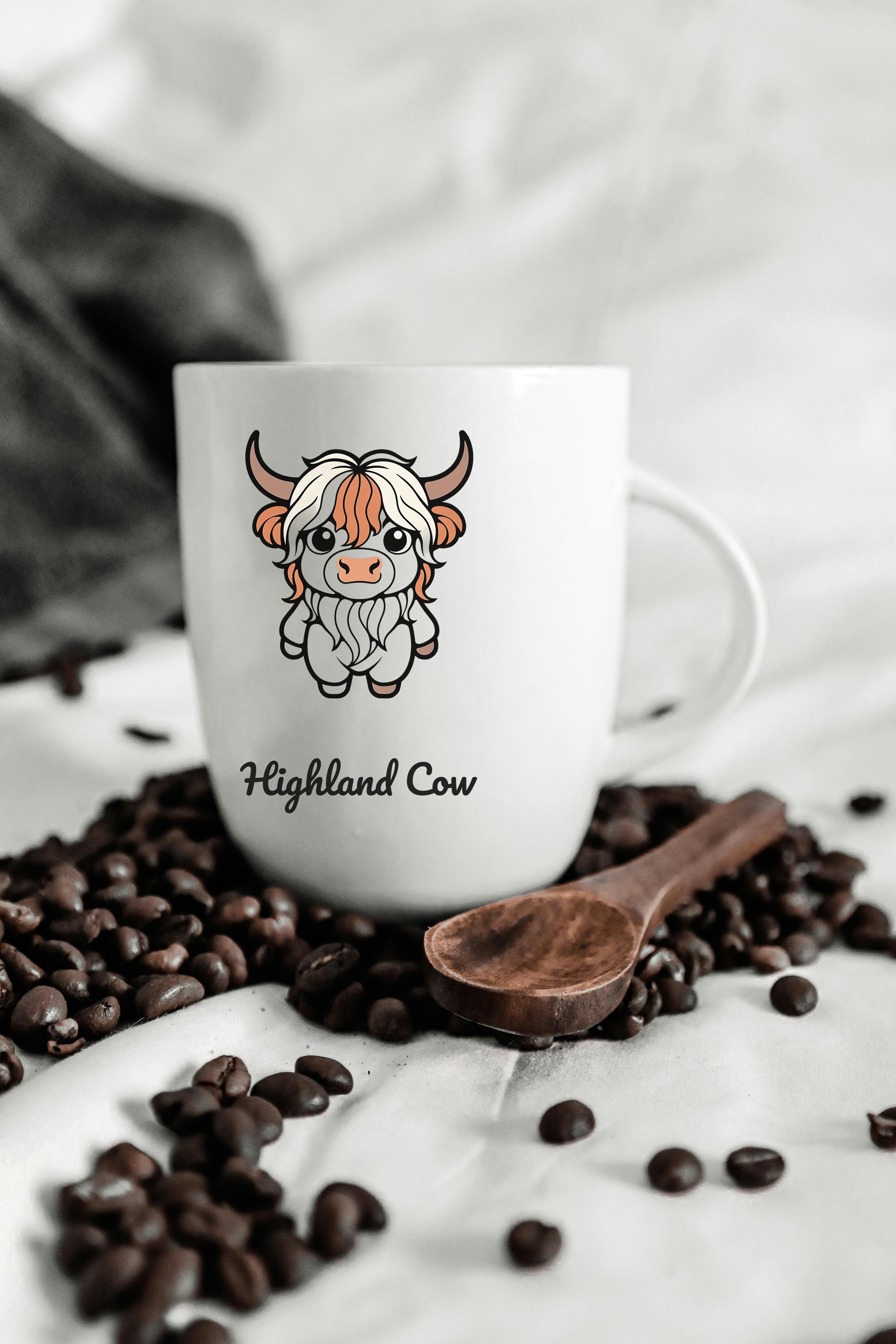 Highland Cow SVG PNG Cozy Minimalist Floral Crown Cricut Cut File Digital Download for Tumbler Mug Shirt