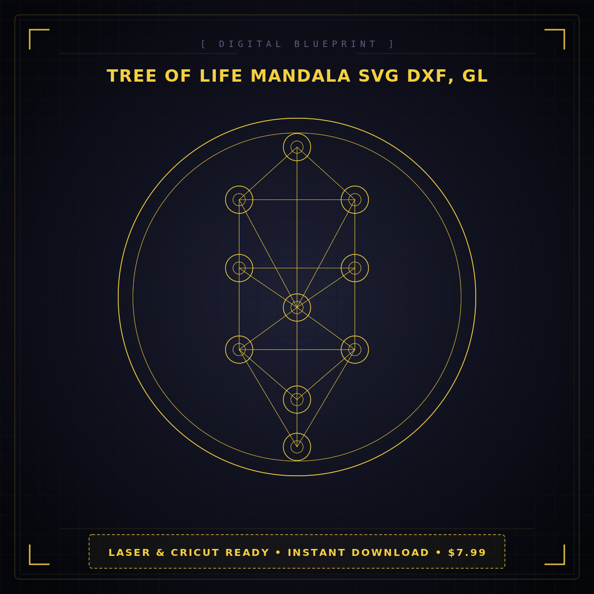 Tree of Life Mandala SVG DXF, Glowforge Cricut xTool Laser Cut, Spiritual Wood Art