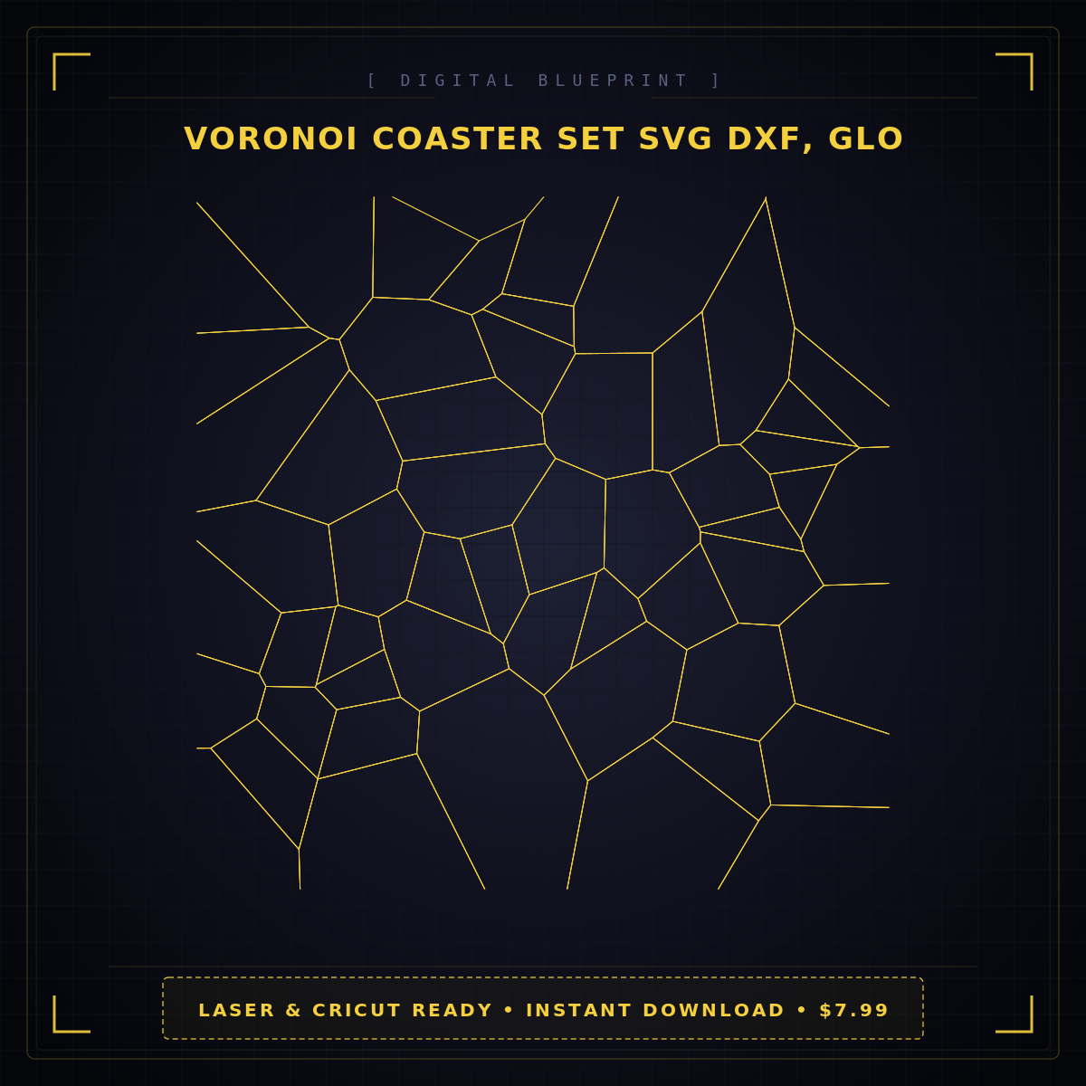 Voronoi Coaster Set SVG | Organic Cell Pattern | Glowforge Laser Engraving File