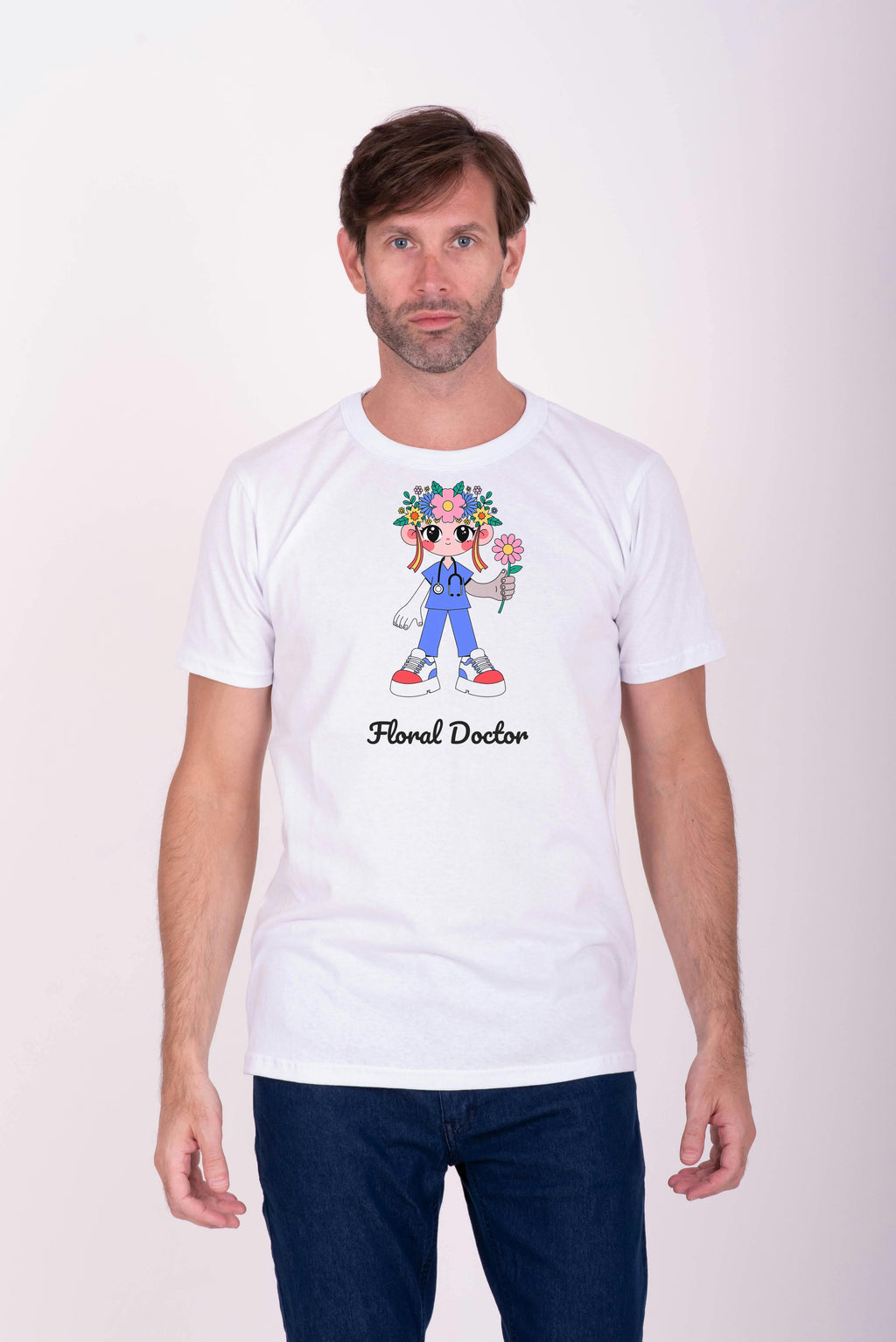 Floral Doctor SVG PNG, Cricut Cut File, Cozy Funny Doctor with Flower Crown, Instant Download for Shirts Mugs Totes