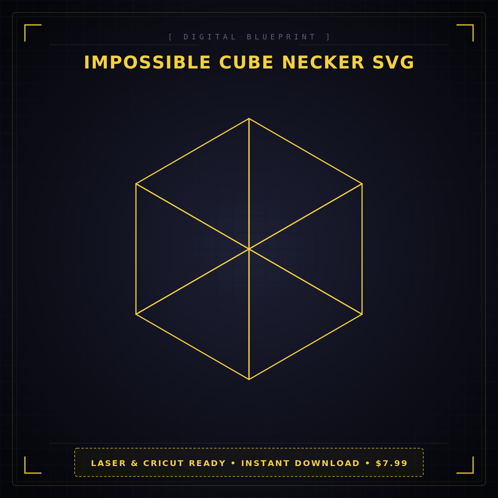 Impossible Cube Necker SVG Optical Illusion Laser Cut File | Glowforge Cricut CNC | Instant Download