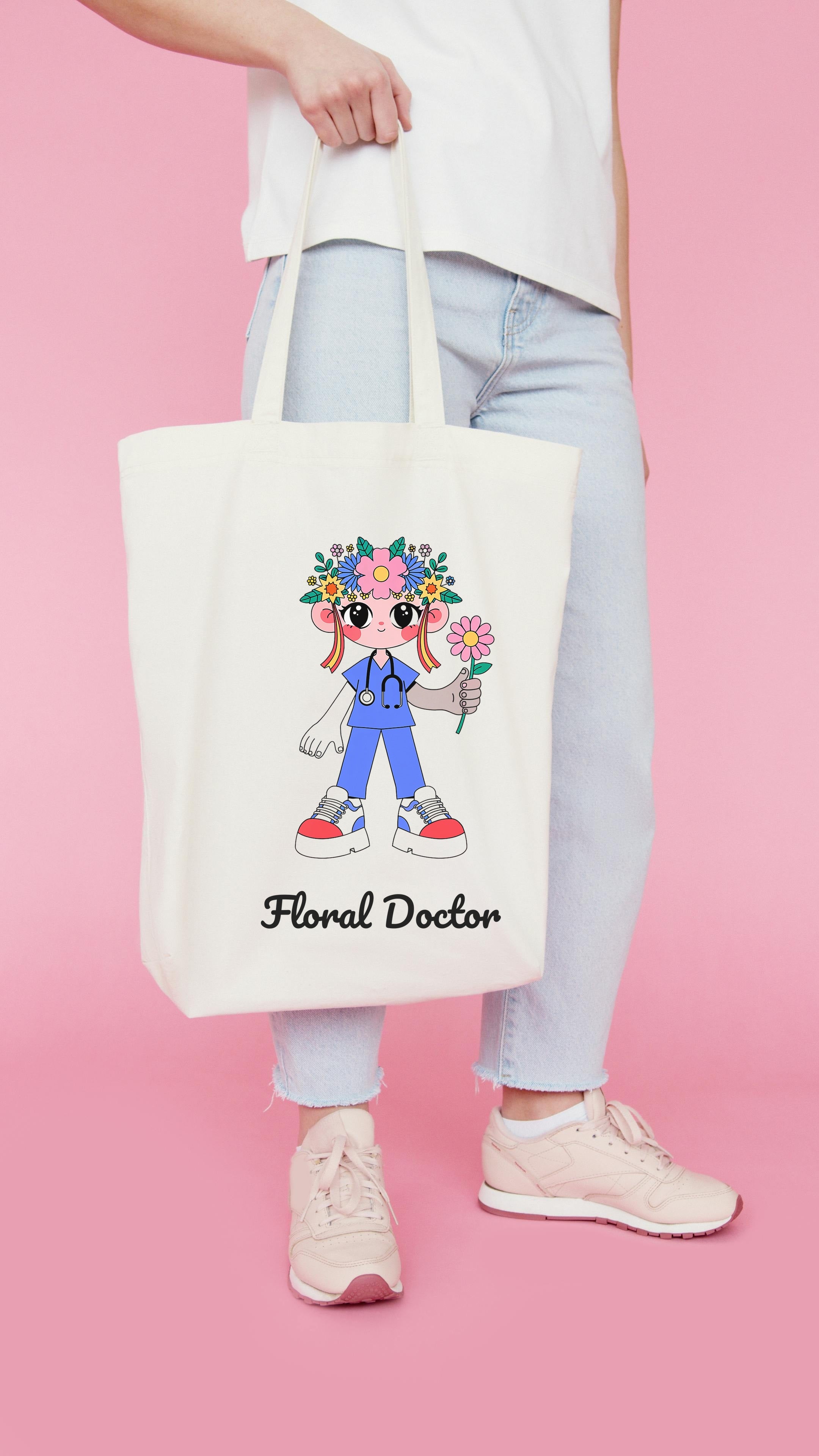 Floral Doctor SVG PNG, Cricut Cut File, Cozy Funny Doctor with Flower Crown, Instant Download for Shirts Mugs Totes